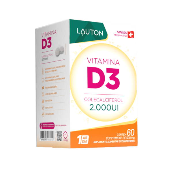 Vitamina D3 - 2.000UI - 60 Comprimidos | Lauton Nutrition